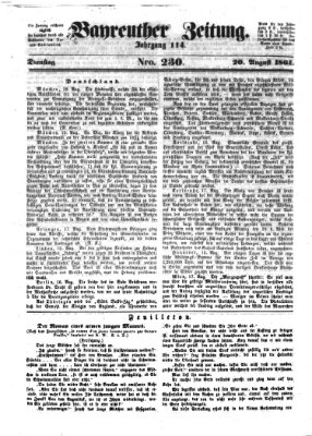 Bayreuther Zeitung Dienstag 20. August 1861