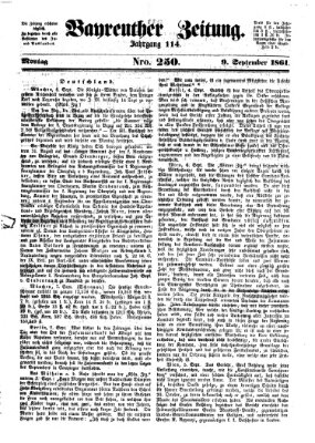Bayreuther Zeitung Montag 9. September 1861