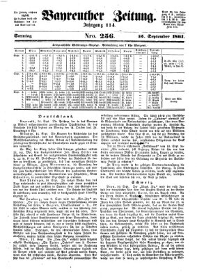Bayreuther Zeitung Sonntag 15. September 1861