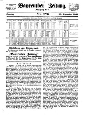 Bayreuther Zeitung Sonntag 29. September 1861