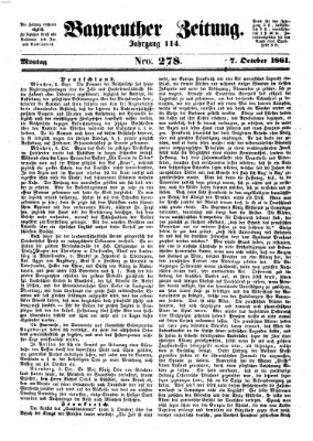 Bayreuther Zeitung Montag 7. Oktober 1861