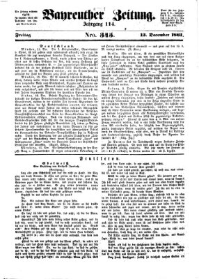 Bayreuther Zeitung Freitag 13. Dezember 1861