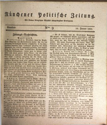 Münchener politische Zeitung (Süddeutsche Presse) Samstag 10. Januar 1829