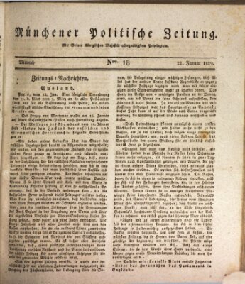 Münchener politische Zeitung (Süddeutsche Presse) Mittwoch 21. Januar 1829