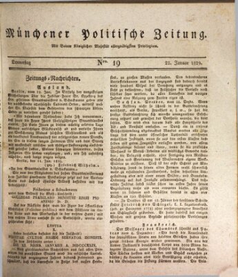 Münchener politische Zeitung (Süddeutsche Presse) Donnerstag 22. Januar 1829