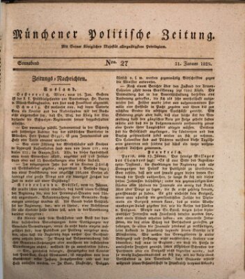 Münchener politische Zeitung (Süddeutsche Presse) Samstag 31. Januar 1829