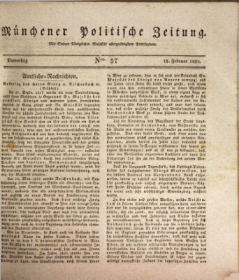 Münchener politische Zeitung (Süddeutsche Presse) Donnerstag 12. Februar 1829