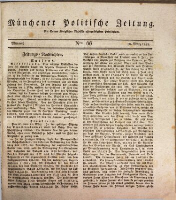 Münchener politische Zeitung (Süddeutsche Presse) Mittwoch 18. März 1829