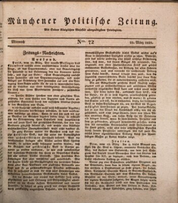 Münchener politische Zeitung (Süddeutsche Presse) Mittwoch 25. März 1829