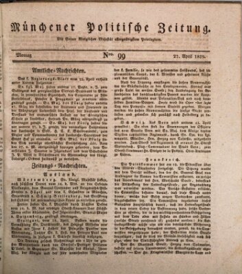 Münchener politische Zeitung (Süddeutsche Presse) Montag 27. April 1829