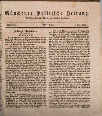 Münchener politische Zeitung (Süddeutsche Presse) Donnerstag 4. Juni 1829