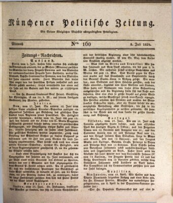 Münchener politische Zeitung (Süddeutsche Presse) Mittwoch 8. Juli 1829