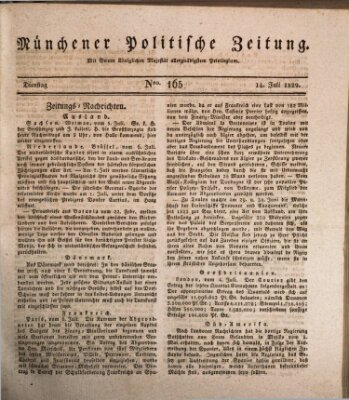 Münchener politische Zeitung (Süddeutsche Presse) Dienstag 14. Juli 1829