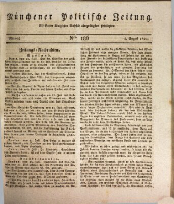 Münchener politische Zeitung (Süddeutsche Presse) Mittwoch 5. August 1829