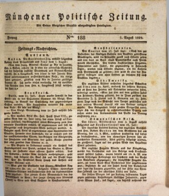 Münchener politische Zeitung (Süddeutsche Presse) Freitag 7. August 1829