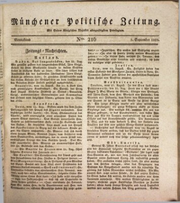 Münchener politische Zeitung (Süddeutsche Presse) Samstag 5. September 1829
