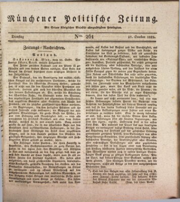 Münchener politische Zeitung (Süddeutsche Presse) Dienstag 27. Oktober 1829
