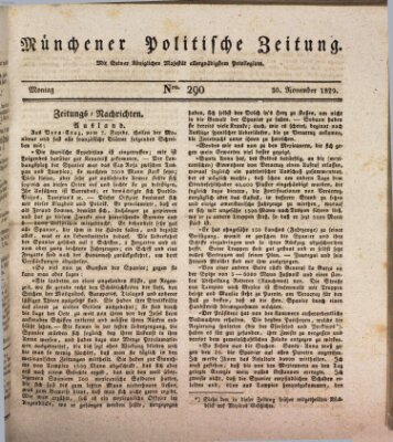 Münchener politische Zeitung (Süddeutsche Presse) Montag 30. November 1829