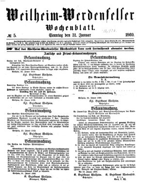 Weilheim-Werdenfelser Wochenblatt Sonntag 31. Januar 1869