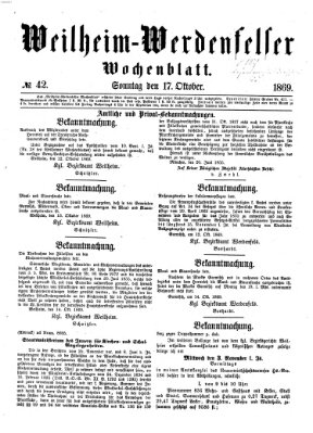 Weilheim-Werdenfelser Wochenblatt Sonntag 17. Oktober 1869