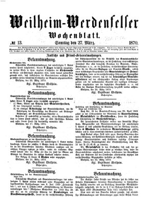 Weilheim-Werdenfelser Wochenblatt Sonntag 27. März 1870