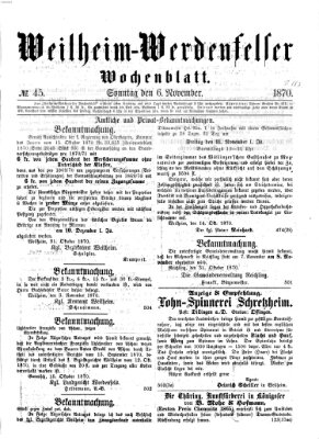 Weilheim-Werdenfelser Wochenblatt Sonntag 6. November 1870