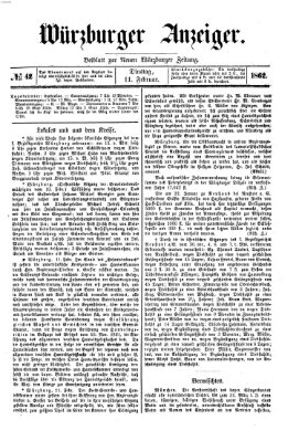 Würzburger Anzeiger (Neue Würzburger Zeitung) Dienstag 11. Februar 1862