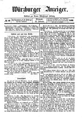 Würzburger Anzeiger (Neue Würzburger Zeitung) Mittwoch 12. Februar 1862
