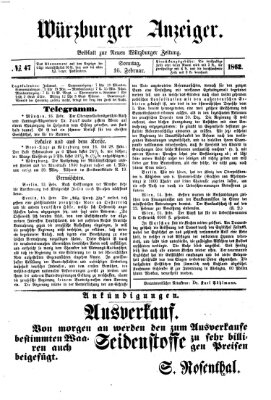 Würzburger Anzeiger (Neue Würzburger Zeitung) Sonntag 16. Februar 1862