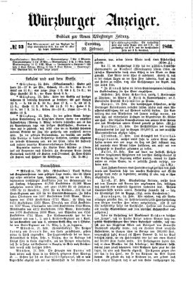 Würzburger Anzeiger (Neue Würzburger Zeitung) Samstag 22. Februar 1862