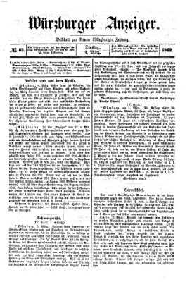 Würzburger Anzeiger (Neue Würzburger Zeitung) Dienstag 4. März 1862