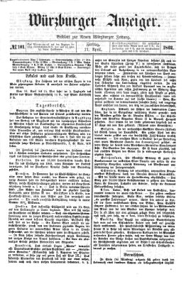 Würzburger Anzeiger (Neue Würzburger Zeitung) Freitag 11. April 1862