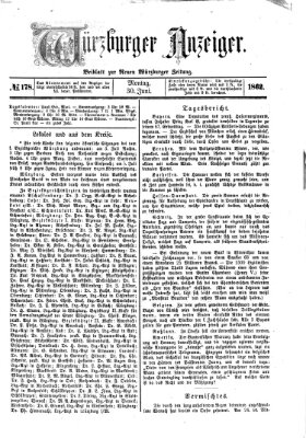 Würzburger Anzeiger (Neue Würzburger Zeitung) Montag 30. Juni 1862