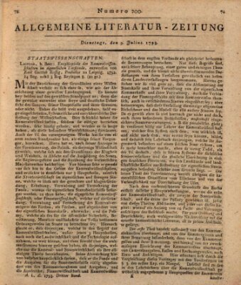 Allgemeine Literatur-Zeitung (Literarisches Zentralblatt für Deutschland) Dienstag 9. Juli 1793