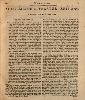 Allgemeine Literatur-Zeitung (Literarisches Zentralblatt für Deutschland) Mittwoch 17. Juli 1793