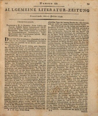 Allgemeine Literatur-Zeitung (Literarisches Zentralblatt für Deutschland) Samstag 27. Juli 1793