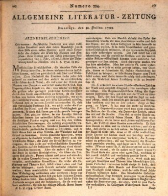 Allgemeine Literatur-Zeitung (Literarisches Zentralblatt für Deutschland) Dienstag 30. Juli 1793