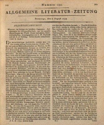 Allgemeine Literatur-Zeitung (Literarisches Zentralblatt für Deutschland) Dienstag 6. August 1793
