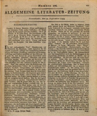 Allgemeine Literatur-Zeitung (Literarisches Zentralblatt für Deutschland) Samstag 28. September 1793