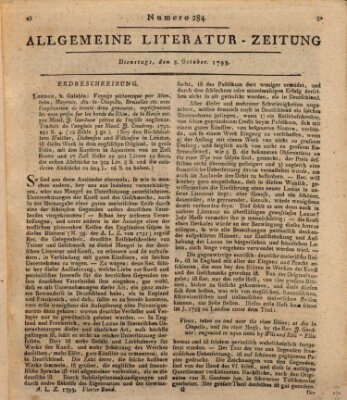 Allgemeine Literatur-Zeitung (Literarisches Zentralblatt für Deutschland) Dienstag 8. Oktober 1793