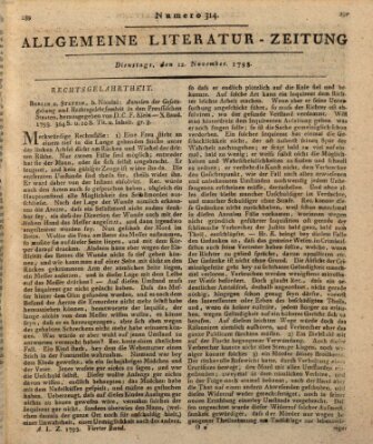 Allgemeine Literatur-Zeitung (Literarisches Zentralblatt für Deutschland) Dienstag 12. November 1793