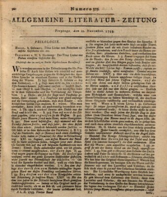 Allgemeine Literatur-Zeitung (Literarisches Zentralblatt für Deutschland) Freitag 22. November 1793