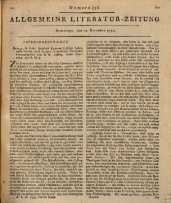 Allgemeine Literatur-Zeitung (Literarisches Zentralblatt für Deutschland) Dienstag 31. Dezember 1793