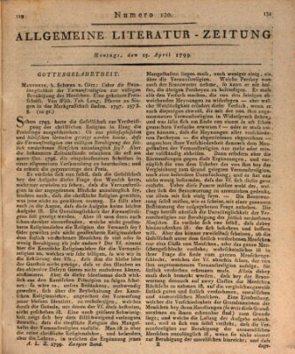 Allgemeine Literatur-Zeitung (Literarisches Zentralblatt für Deutschland) Montag 15. April 1799