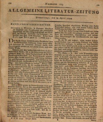 Allgemeine Literatur-Zeitung (Literarisches Zentralblatt für Deutschland) Donnerstag 18. April 1799