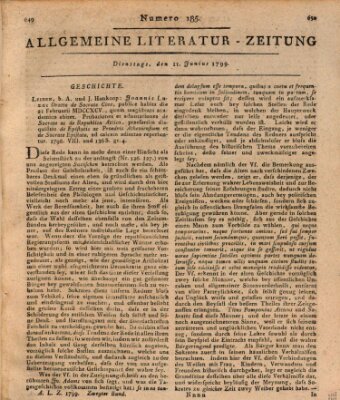 Allgemeine Literatur-Zeitung (Literarisches Zentralblatt für Deutschland) Dienstag 11. Juni 1799