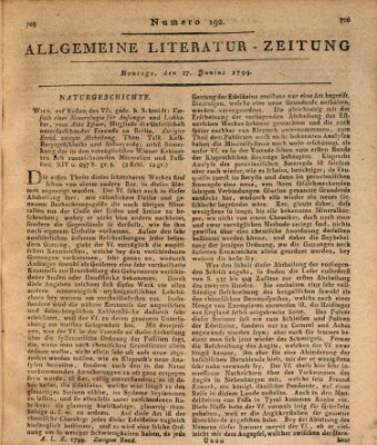 Allgemeine Literatur-Zeitung (Literarisches Zentralblatt für Deutschland) Montag 17. Juni 1799