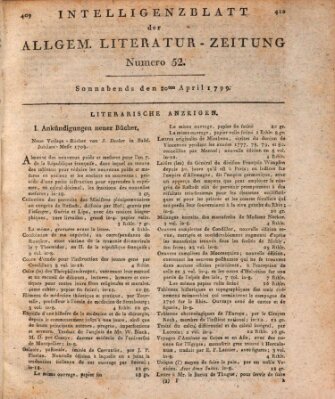Allgemeine Literatur-Zeitung (Literarisches Zentralblatt für Deutschland) Samstag 20. April 1799