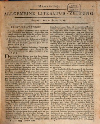 Allgemeine Literatur-Zeitung (Literarisches Zentralblatt für Deutschland) Montag 1. Juli 1799