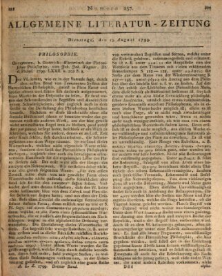 Allgemeine Literatur-Zeitung (Literarisches Zentralblatt für Deutschland) Dienstag 13. August 1799